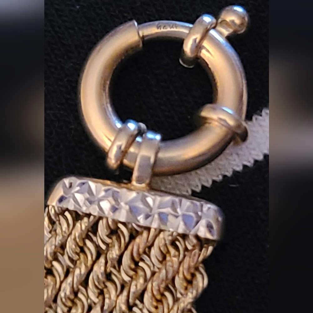 Tri-Color 14k, 8g Gold Rope Chains Angel Bracelet. Yellow, White, Rose Gold - Picture 5 of 12